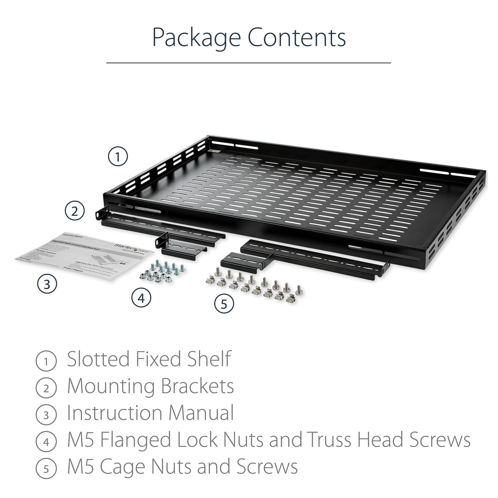 StarTech ADJSHELF 1U Adjustable Vented Server Rack Mount Shelf 80kg