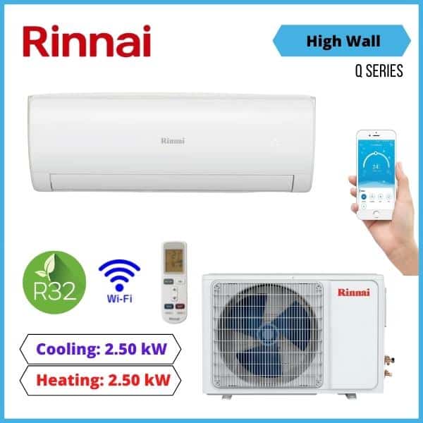 Rinnai 2.5Kw Q Series High Wall Heat Pump Systems Hsnrq25B Nz Depot 2