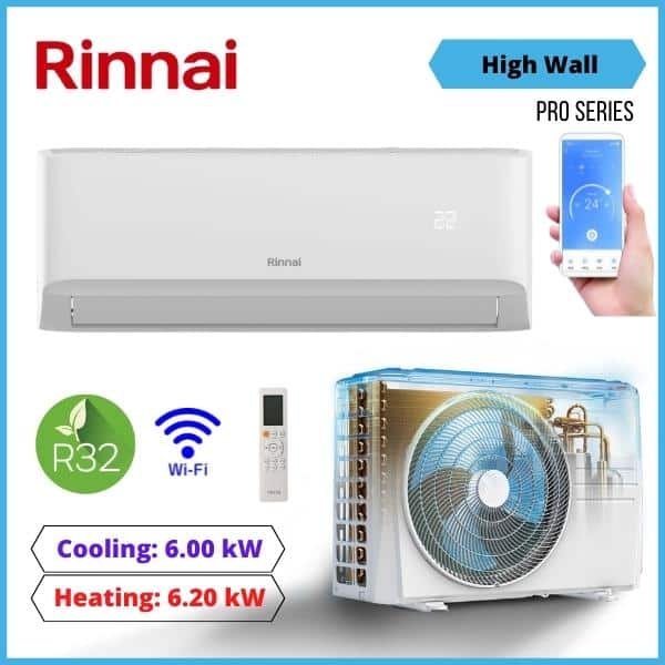 Rinnai 6.0Kw Pro Series High Wall Heat Pump Reverse Cycle Systems Hsnrp60 Nz Depot