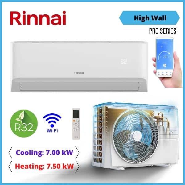 Rinnai 7.0Kw Pro Series High Wall Heat Pump Reverse Cycle Systems Hsnrp70 Nz Depot