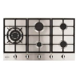 Parmco 900mm Hob, 4 Burner + Wok, Gas, Stainless Steel - NZDEPOT