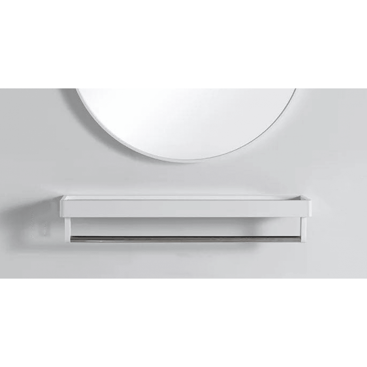 Bathroom Metal Wall Mirror Shelf White Framed Rectangle 500Mm, Bathroom Accessories - Nz Depot