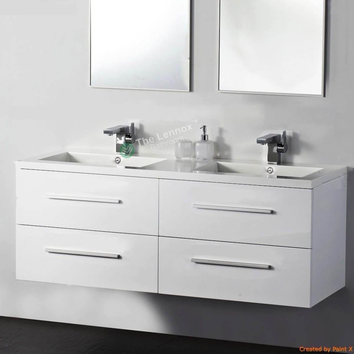 Vanity - Misty Series 1200 White Double Basin, Wall Hung - Nz Depot