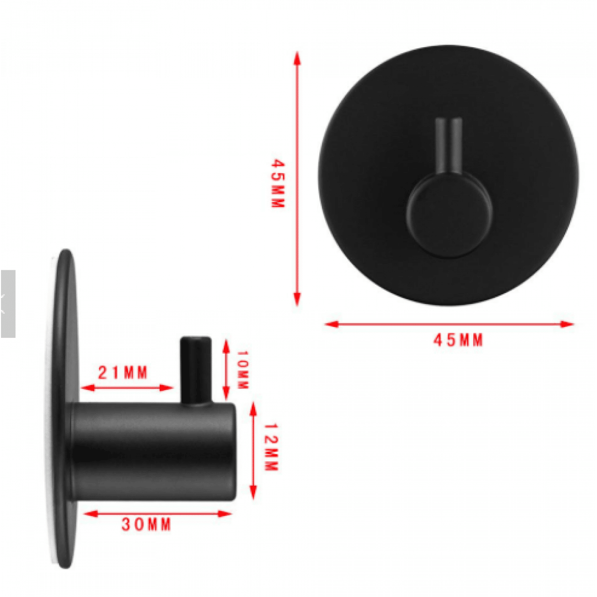 Robe Hook Round Wall Hung Series 2200 01Matt Black 2200 01 Black Bathroom Accessories Nz Depot 2