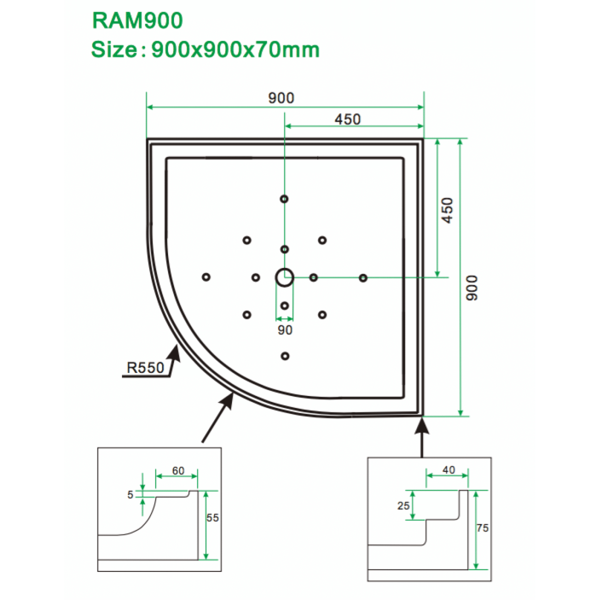 Shower Box Spring Series 900X900X1900Mm Ram900 Curve Shower Nz Depot 3