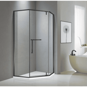 Shower Glass - Bay Series 2 Sides (1000x1000x1900mm) - Matt Black, Angle Shower - NZ DEPOT