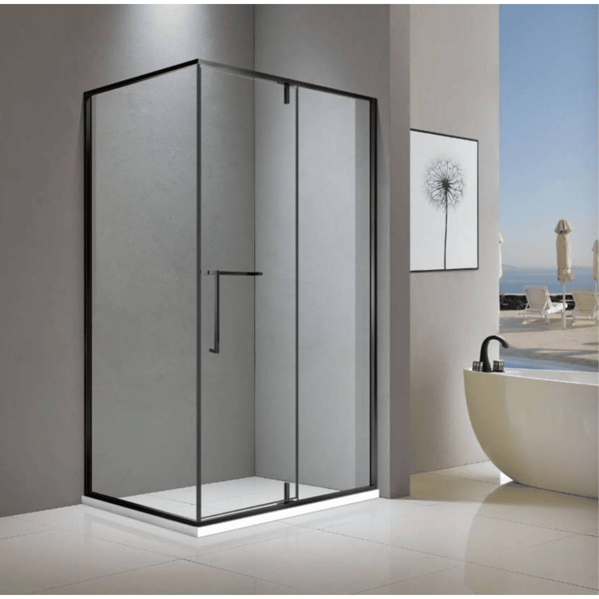 Shower Glass - Cape Series 2 Sides (1200X900X1900Mm) - Matt Black, Rectangle Shower - Nz Depot