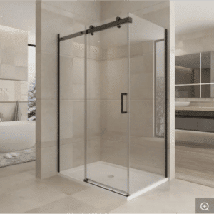 Shower Glass - Kora Series 2 Sides Frameless Glass (1200x1000x1900mm) - Black, Frameless Shower - NZ DEPOT