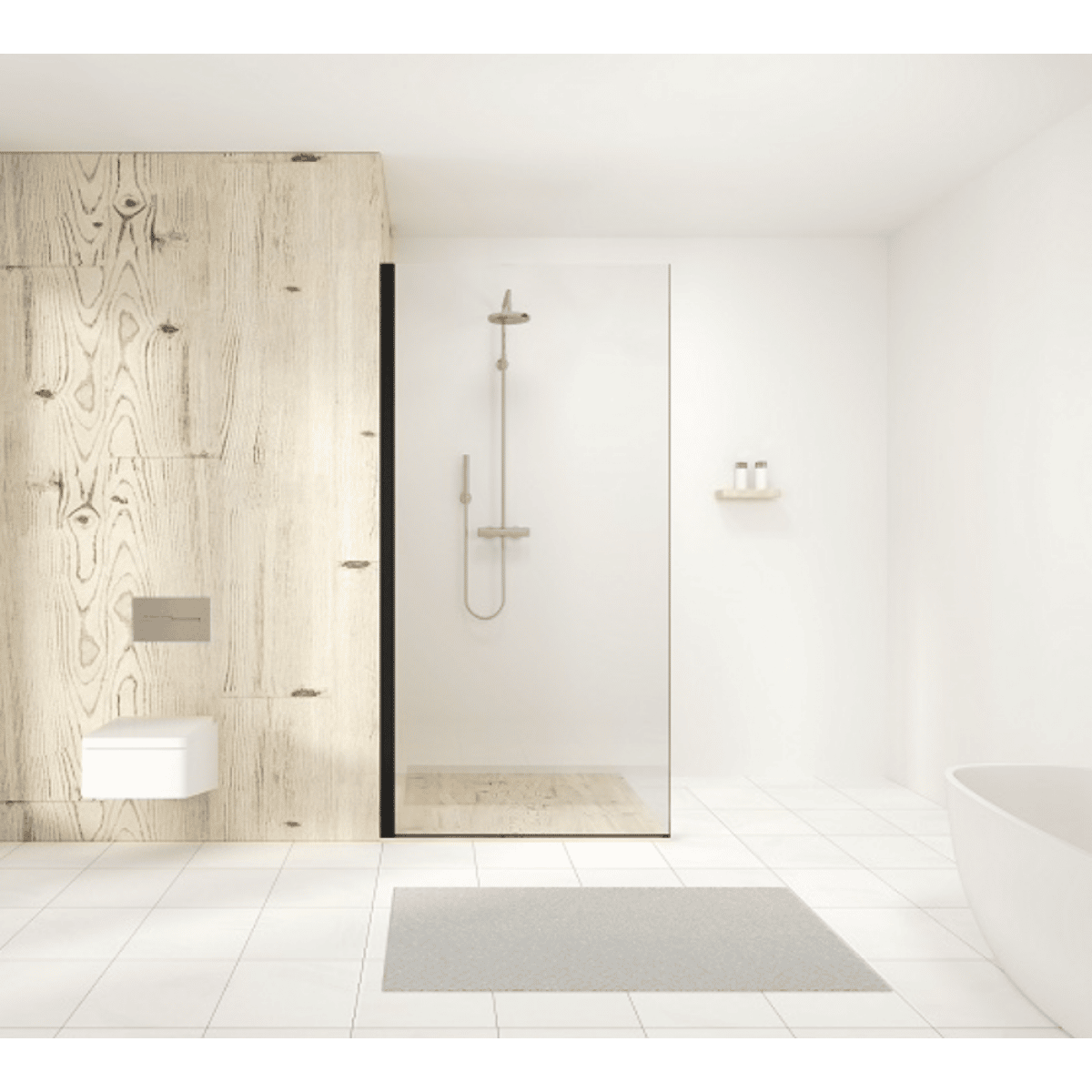 Shower Glass - Stream Series Swing Door (1170X1950Mm) With Black Color Frame, Frameless Shower - Nz Depot