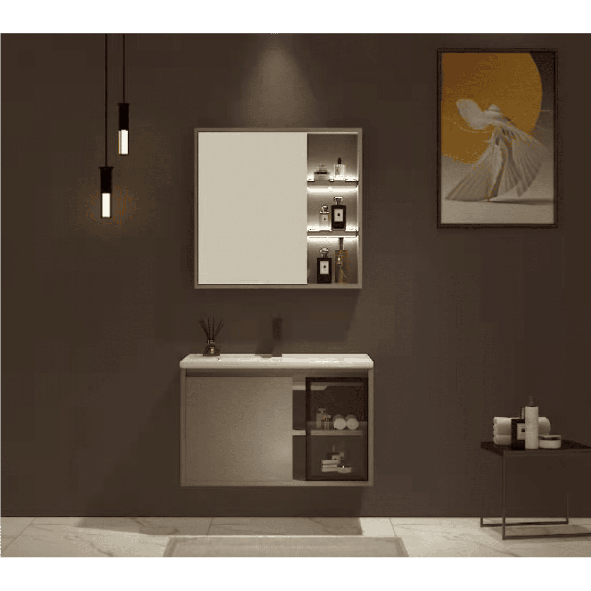 The European Bathroom Vanity With Led Mirror Cabinet 100% Waterproof -  T30, Wall Hung - Nz Depot