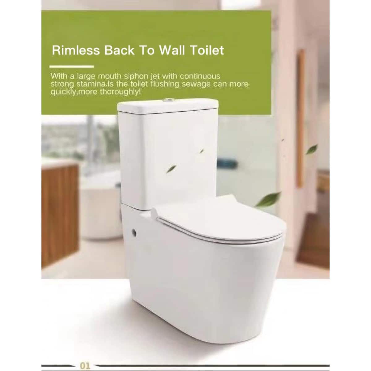 Toilet Suite - Btw Bella Rimless Flushing - A3314, Back To Wall - Nz Depot