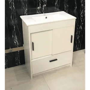 Vanity - Dekkor Series Plywood L700 Gloss White (Slim Top)  - 100% Water Proof, Freestanding - Square Basin - NZ DEPOT