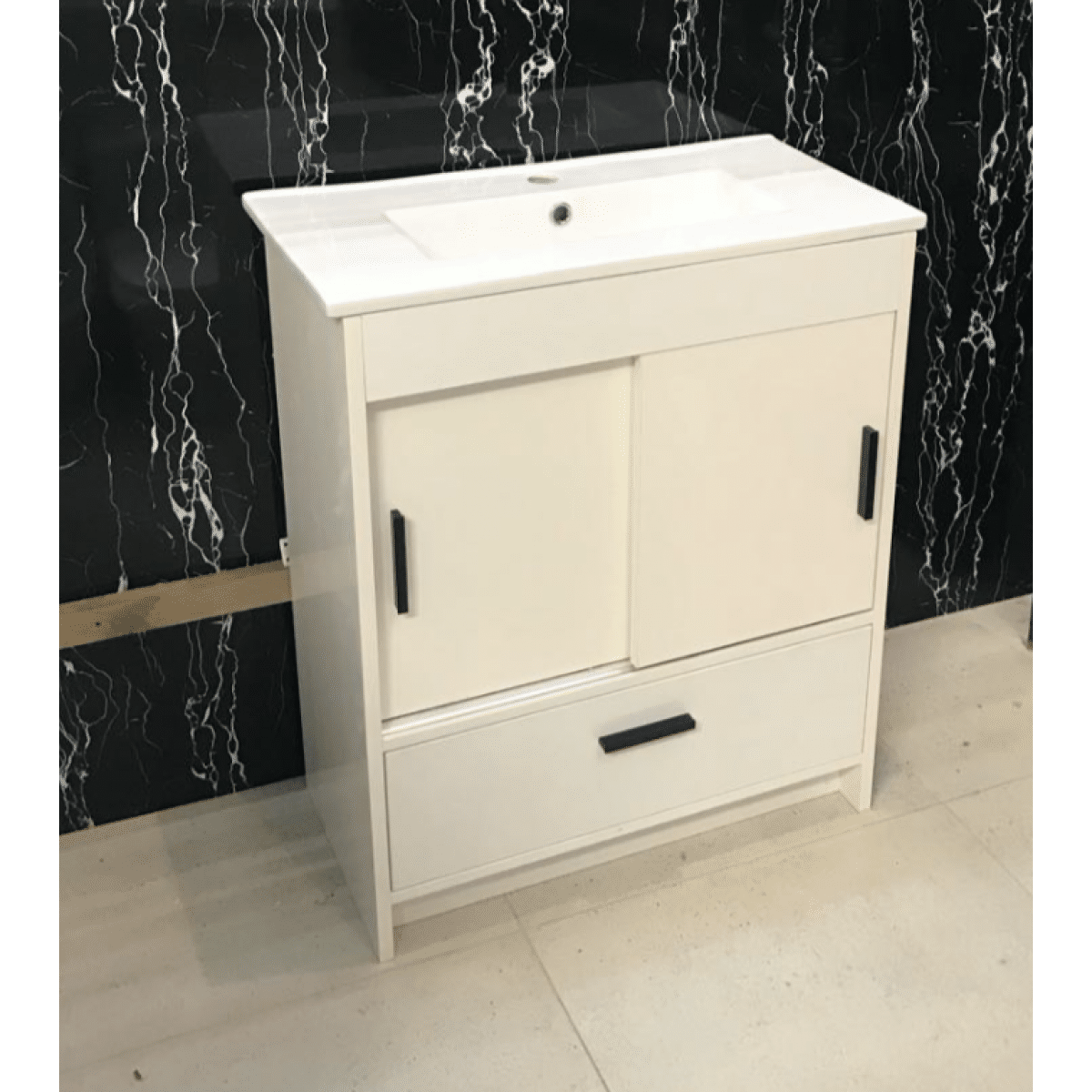 Vanity - Dekkor Series Plywood L700 Gloss White (Slim Top)  - 100% Water Proof, Freestanding - Square Basin - Nz Depot