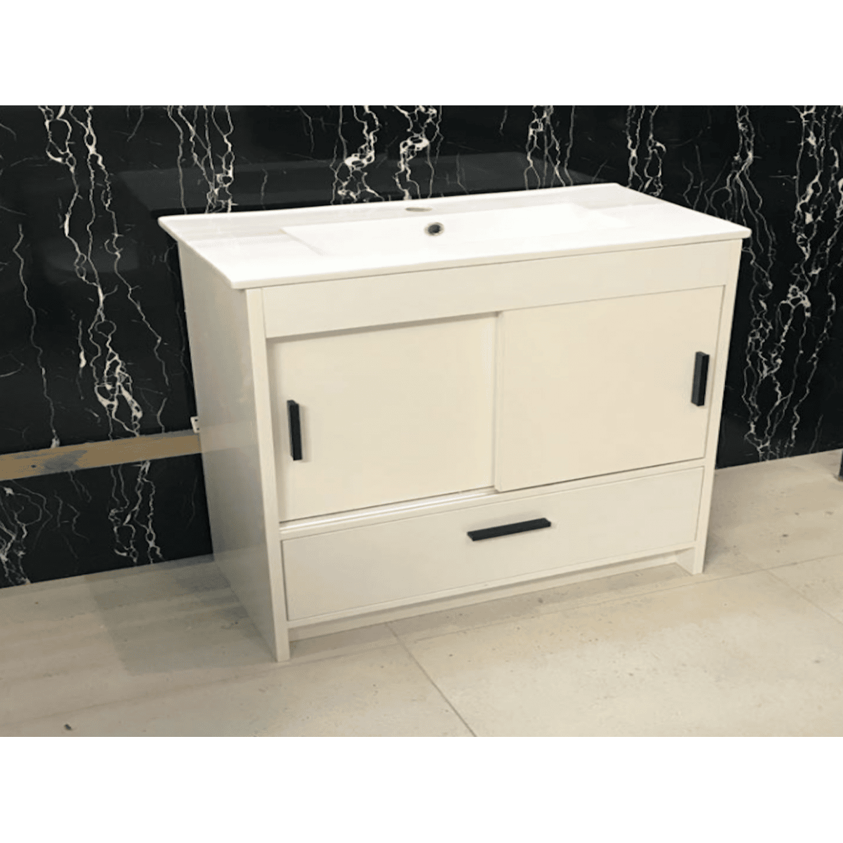 Vanity - Dekkor Series Plywood L900 Gloss White (Slim Basin) - 100% Water Proof, Freestanding - Square Basin - Nz Depot