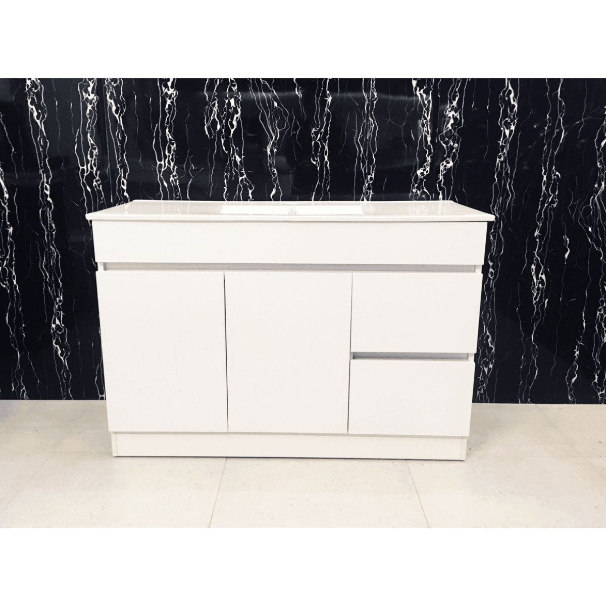 Vanity - Heron Series Plywood N1200F White - 100% Water Proof, Freestanding - Square Basin - Nz Depot