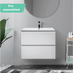 Vanity - Heron Series Plywood N600 in White Color - 100% Water Proof, Wall Hung - NZ DEPOT