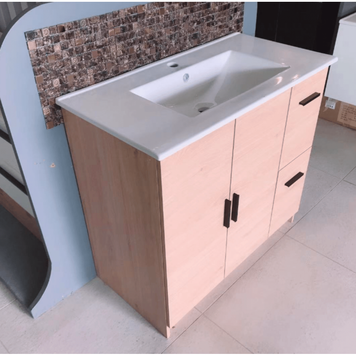 Vanity Misty Series 900F Wooden Color 100 Water Proof T900F Wooden Freestanding Square Basin Nz Depot 1