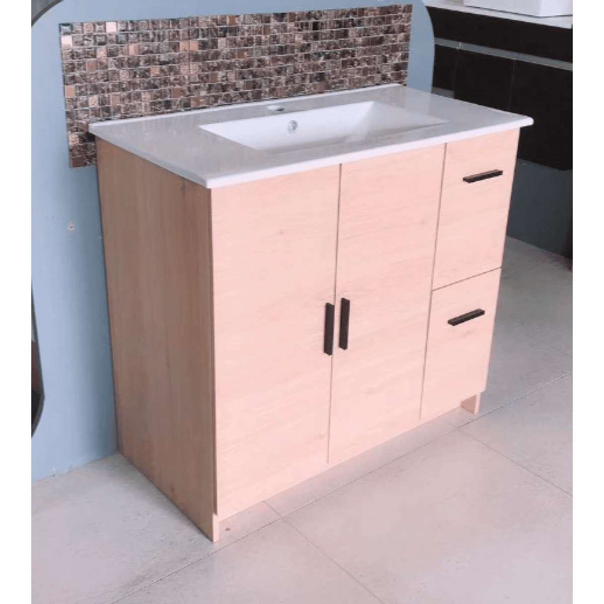 Vanity - Misty Series 900F Wooden Color - 100% Water Proof, Freestanding - Square Basin - Nz Depot