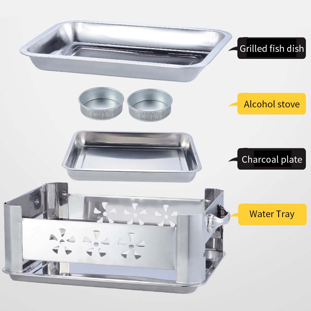 2X 36Cm Portable Stainless Steel Outdoor Chafing Dish Bbq Fish Stove Grill Plate, Furniture, Kitchen &Amp; Dining Room Furniture, Buffets, Sideboards &Amp; Kitchen Islands, , ,  - Nz Depot 8