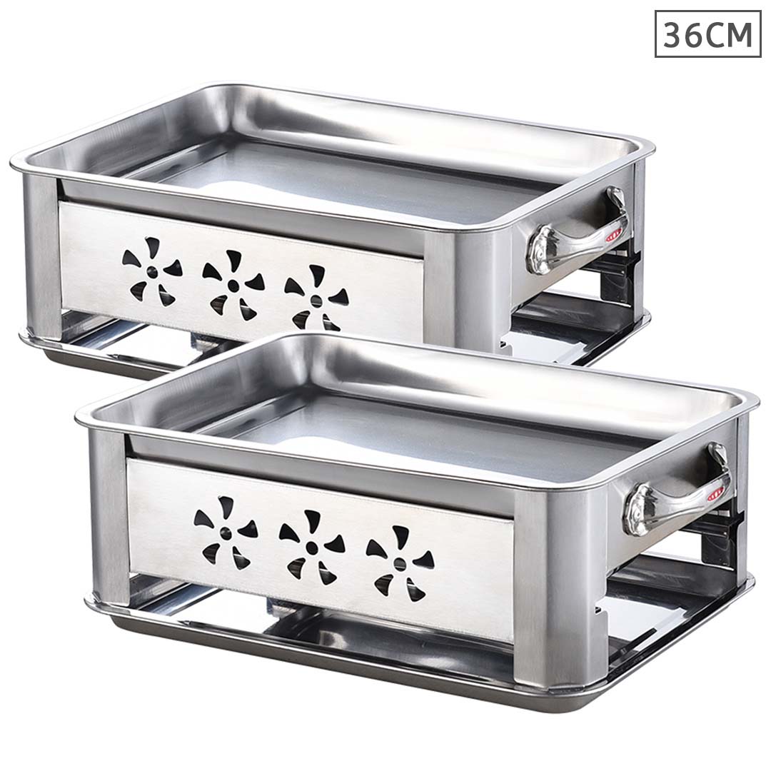 2X 36Cm Portable Stainless Steel Outdoor Chafing Dish Bbq Fish Stove Grill Plate, Furniture, Kitchen &Amp; Dining Room Furniture, Buffets, Sideboards &Amp; Kitchen Islands, , ,  - Nz Depot 1