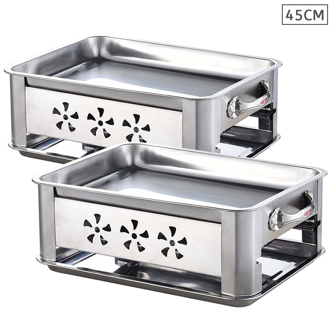 2X 45Cm Portable Stainless Steel Outdoor Chafing Dish Bbq Fish Stove Grill Plate, Furniture, Kitchen &Amp; Dining Room Furniture, Buffets, Sideboards &Amp; Kitchen Islands, , ,  - Nz Depot 1