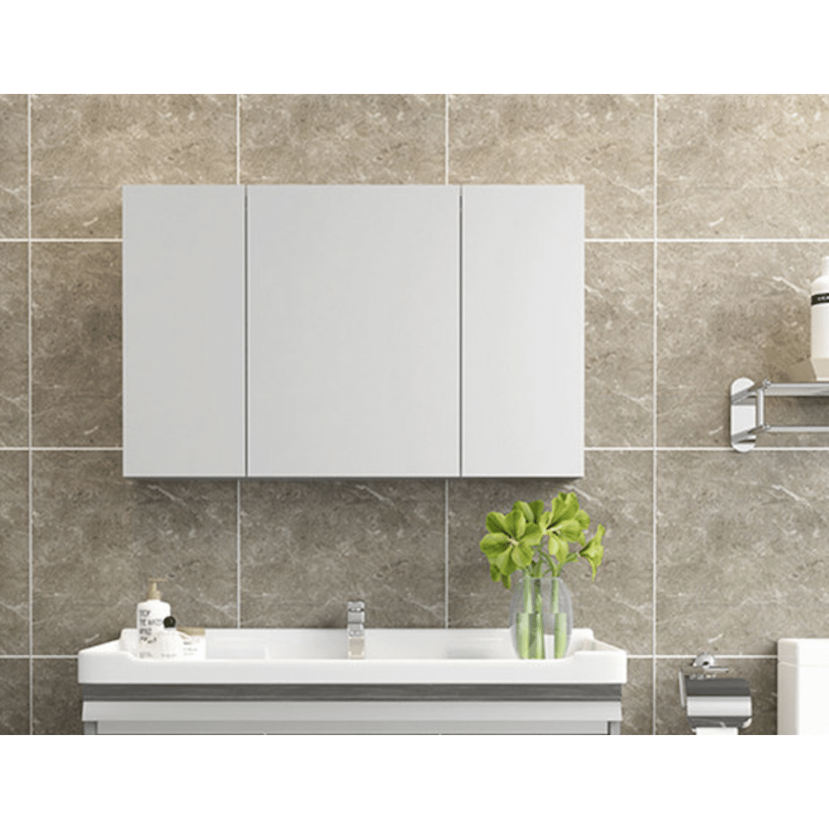 Bathroom Mirror Cabinet 900X130X600 Mm - White, Mirror - Nz Depot