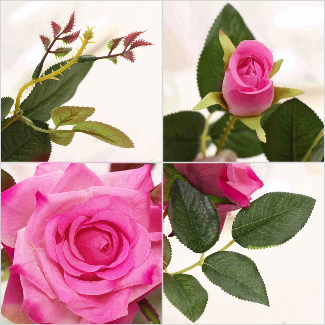 Soga 12Pcs Artificial Silk Flower Fake Rose Bouquet Table Decor Dark Pink, Home &Amp; Living, Home Decor, Artificial Plants, , ,  - Nz Depot 8