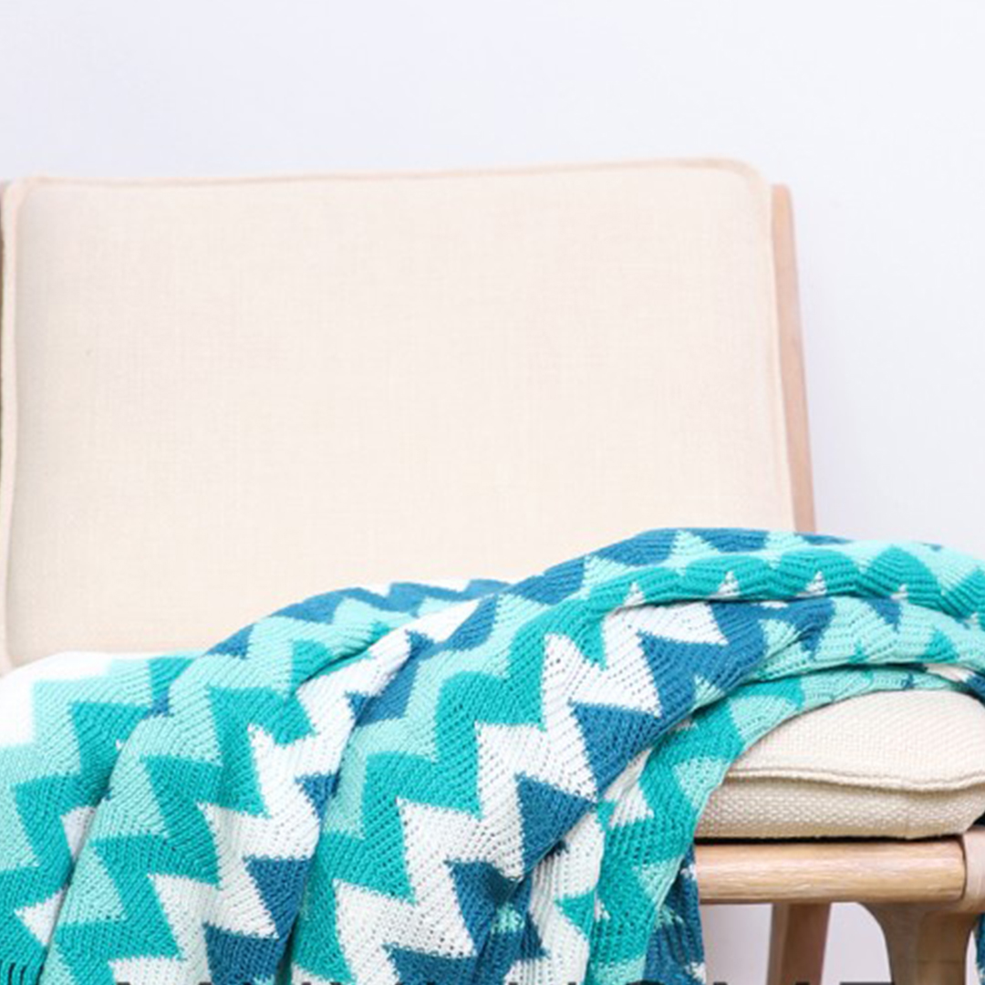 Soga 170Cm Blue Zigzag Striped Throw Blanket Acrylic Wave Knitted Fringed Woven Cover Couch Bed Sofa Home Decor, Home, Bed Linen, Throws And Blankets, Blankets, ,  - Nz Depot 5