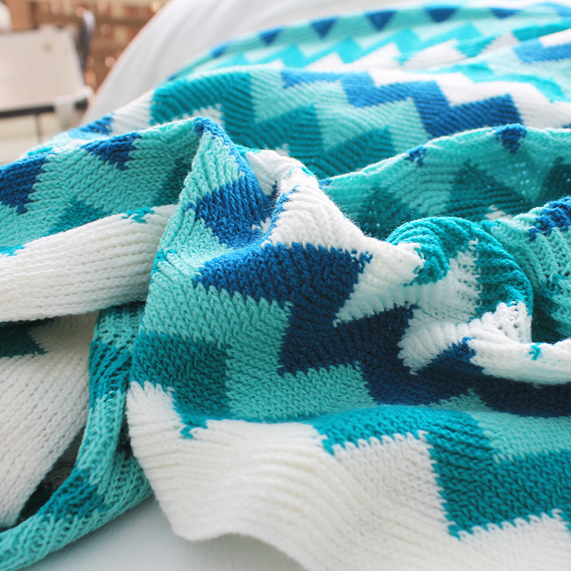 Soga 170Cm Blue Zigzag Striped Throw Blanket Acrylic Wave Knitted Fringed Woven Cover Couch Bed Sofa Home Decor, Home, Bed Linen, Throws And Blankets, Blankets, ,  - Nz Depot 7