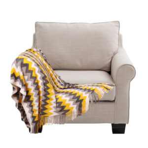 SOGA 170cm Yellow Zigzag Striped Throw Blanket Acrylic Wave Knitted Fringed Woven Cover Couch Bed Sofa Home Decor, Home, Bed Linen, Throws And Blankets, Blankets, ,  - NZ DEPOT 1