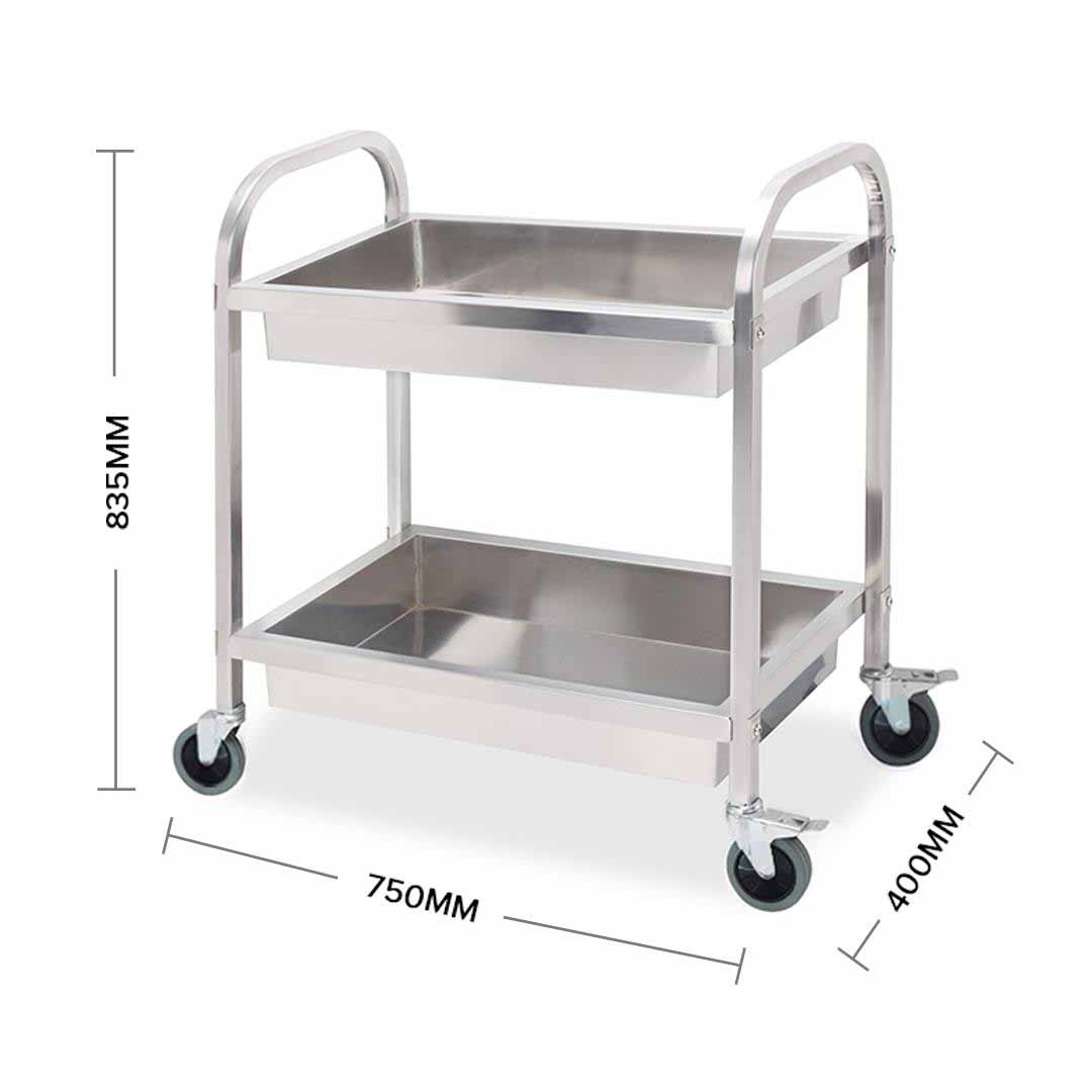 Soga 2 Tier 75X40X83Cm Stainless Steel Kitchen Trolley Bowl Collect Service Food Cart Small, Business &Amp; Industrial, Food Service, Food Service Carts, , ,  - Nz Depot 3