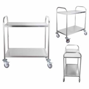 SOGA 2 Tier 81x46x85cm Stainless Steel Kitchen Dining Food Cart Trolley Utility Round Small, Business & Industrial, Food Service, Food Service Carts, , ,  - NZ DEPOT 2