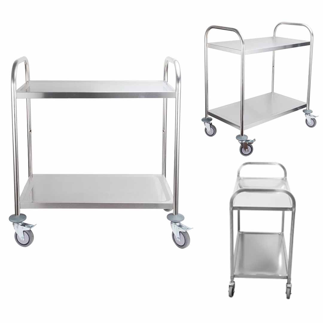 Soga 2 Tier 81X46X85Cm Stainless Steel Kitchen Dining Food Cart Trolley Utility Round Small, Business &Amp; Industrial, Food Service, Food Service Carts, , ,  - Nz Depot 2