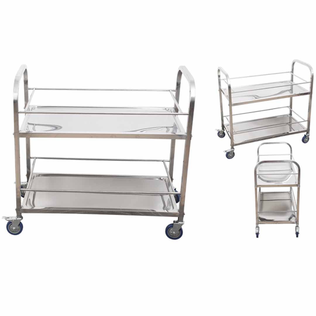 SOGA 2 Tier 85x45x90cm Stainless Steel Drink Wine Food Utility Cart Medium NZ DEPOT 1