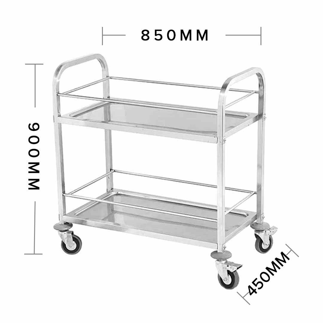 SOGA 2 Tier 85x45x90cm Stainless Steel Drink Wine Food Utility Cart Medium NZ DEPOT 2