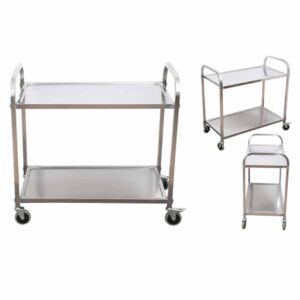 SOGA 2 Tier 85x45x90cm Stainless Steel Kitchen Dining Food Cart Trolley Utility Medium, Business & Industrial, Food Service, Food Service Carts, , ,  - NZ DEPOT 2