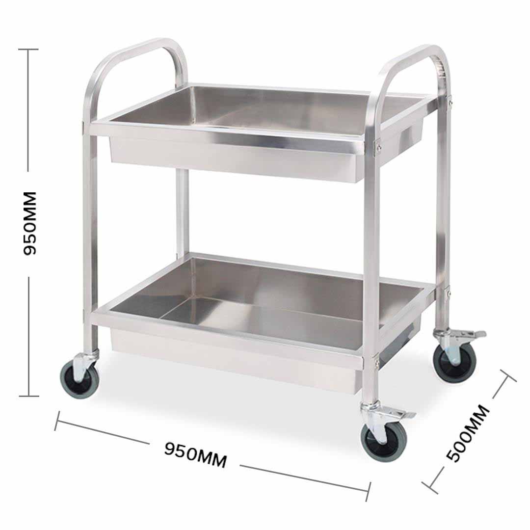 SOGA 2 Tier 95x50x95cm Stainless Steel Kitchen Trolley Bowl Collect Service FoodCart Large, Business & Industrial, Food Service, Food Service Carts, , ,  - NZ DEPOT 3