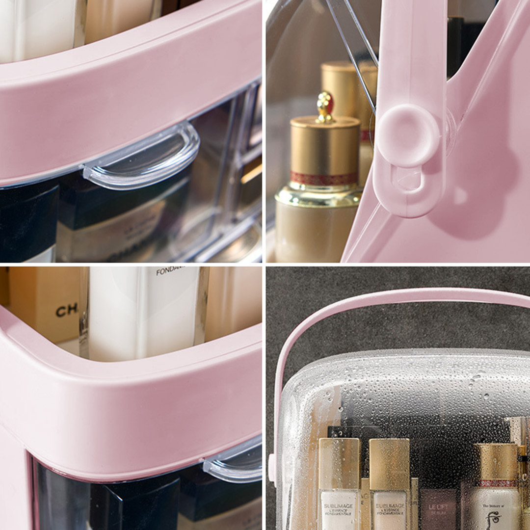 Soga 2 Tier Pink Countertop Makeup Cosmetic Storage Organiser Skincare Holder Jewelry Storage Box With Handle, Home, Bathroom, Bathroom Accessories, Bathroom Storage, ,  - Nz Depot 5