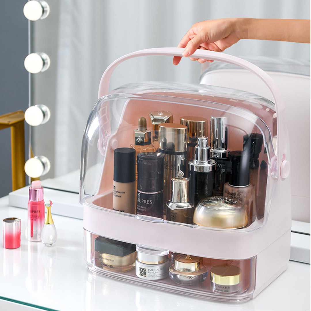 Soga 2 Tier Pink Countertop Makeup Cosmetic Storage Organiser Skincare Holder Jewelry Storage Box With Handle, Home, Bathroom, Bathroom Accessories, Bathroom Storage, ,  - Nz Depot 8