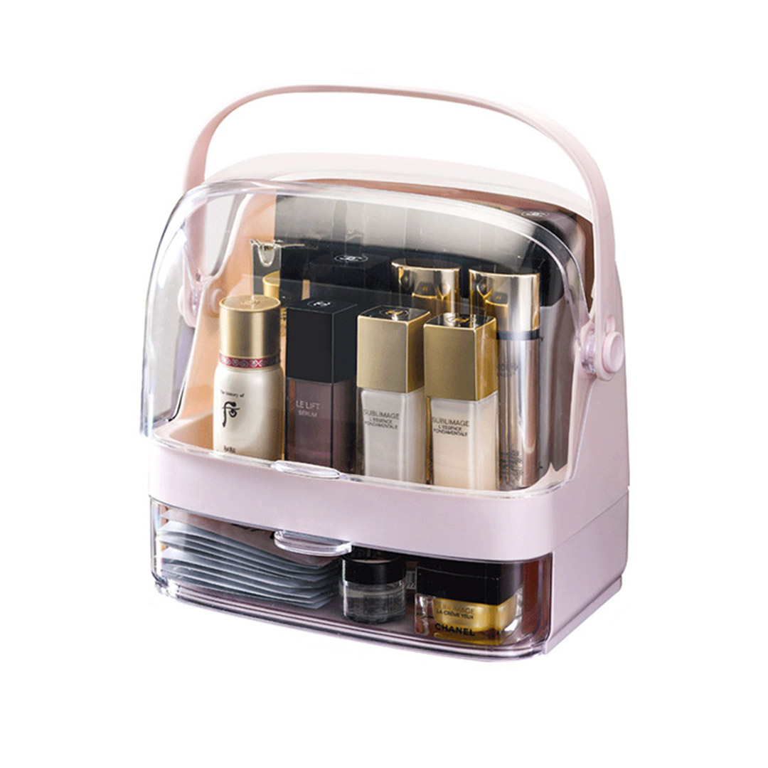 Soga 2 Tier Pink Countertop Makeup Cosmetic Storage Organiser Skincare Holder Jewelry Storage Box With Handle, Home, Bathroom, Bathroom Accessories, Bathroom Storage, ,  - Nz Depot 1