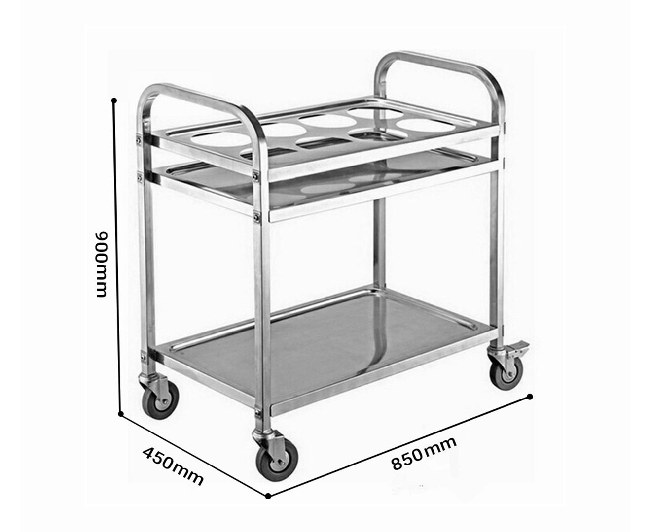 SOGA 2 Tier Stainless Steel 8 Compartment Kitchen Seasoning Car Service Trolley Condiment Holder Cart Spice Bowl, Business & Industrial, Food Service, Food Service Carts, , ,  - NZ DEPOT 2