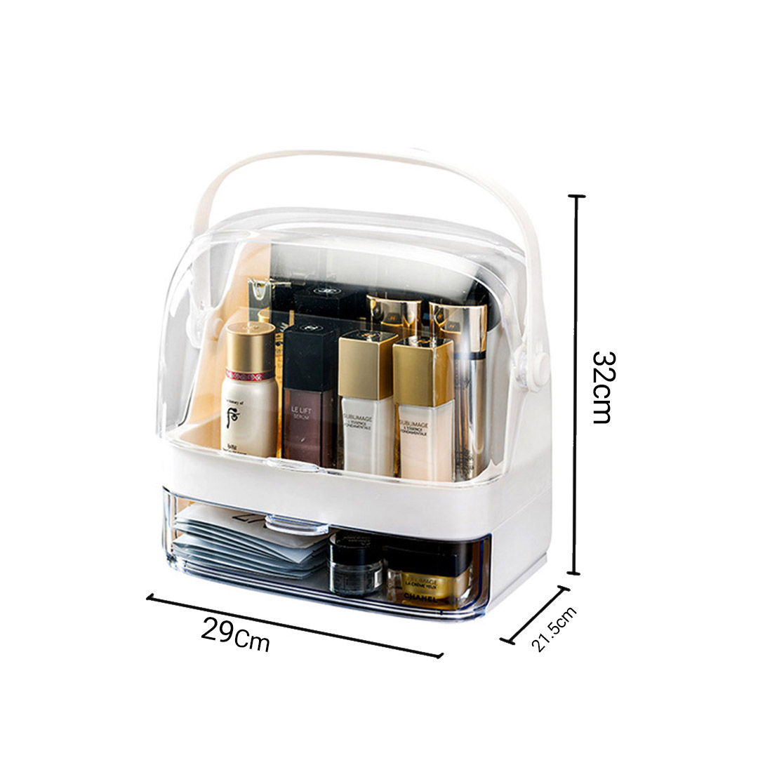 Soga 2 Tier White Countertop Makeup Cosmetic Storage Organiser Skincare Holder Jewelry Storage Box With Handle, Home, Bathroom, Bathroom Accessories, Bathroom Storage, ,  - Nz Depot 2