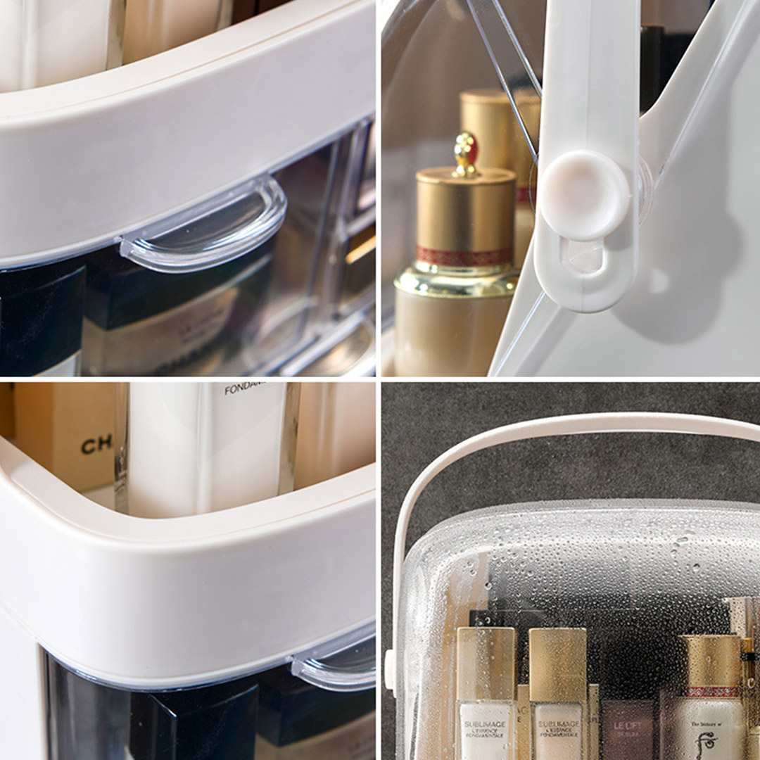 Soga 2 Tier White Countertop Makeup Cosmetic Storage Organiser Skincare Holder Jewelry Storage Box With Handle, Home, Bathroom, Bathroom Accessories, Bathroom Storage, ,  - Nz Depot 5