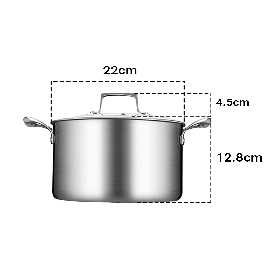 Soga 22Cm Stainless Steel Soup Pot Stock Cooking Stockpot Heavy Duty Thick Bottom With Glass Lid, Home &Amp; Living, Kitchen &Amp; Dining, Cookware, Casserole Dishes, ,  - Nz Depot 2