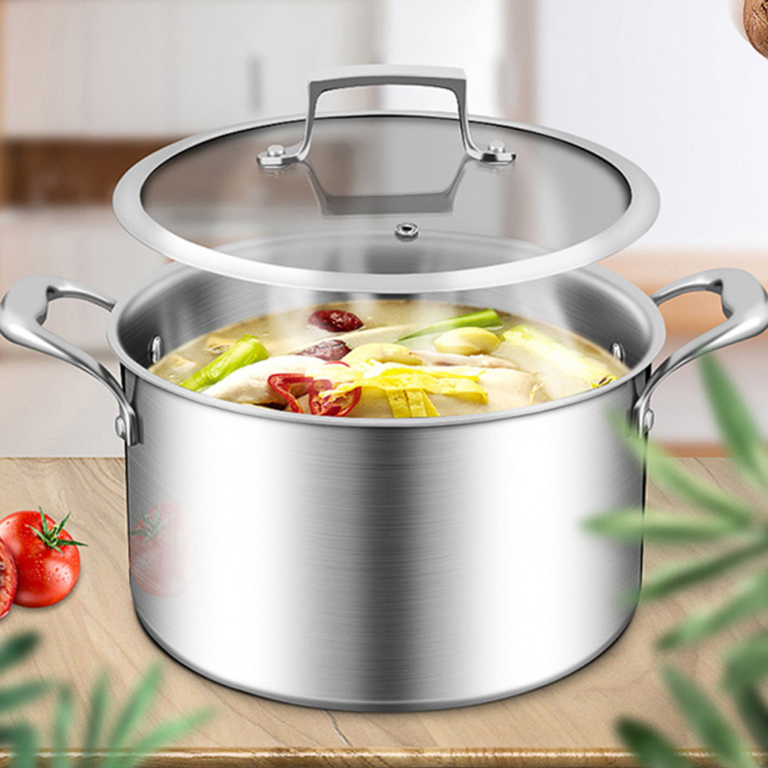 Soga 22Cm Stainless Steel Soup Pot Stock Cooking Stockpot Heavy Duty Thick Bottom With Glass Lid, Home &Amp; Living, Kitchen &Amp; Dining, Cookware, Casserole Dishes, ,  - Nz Depot 8