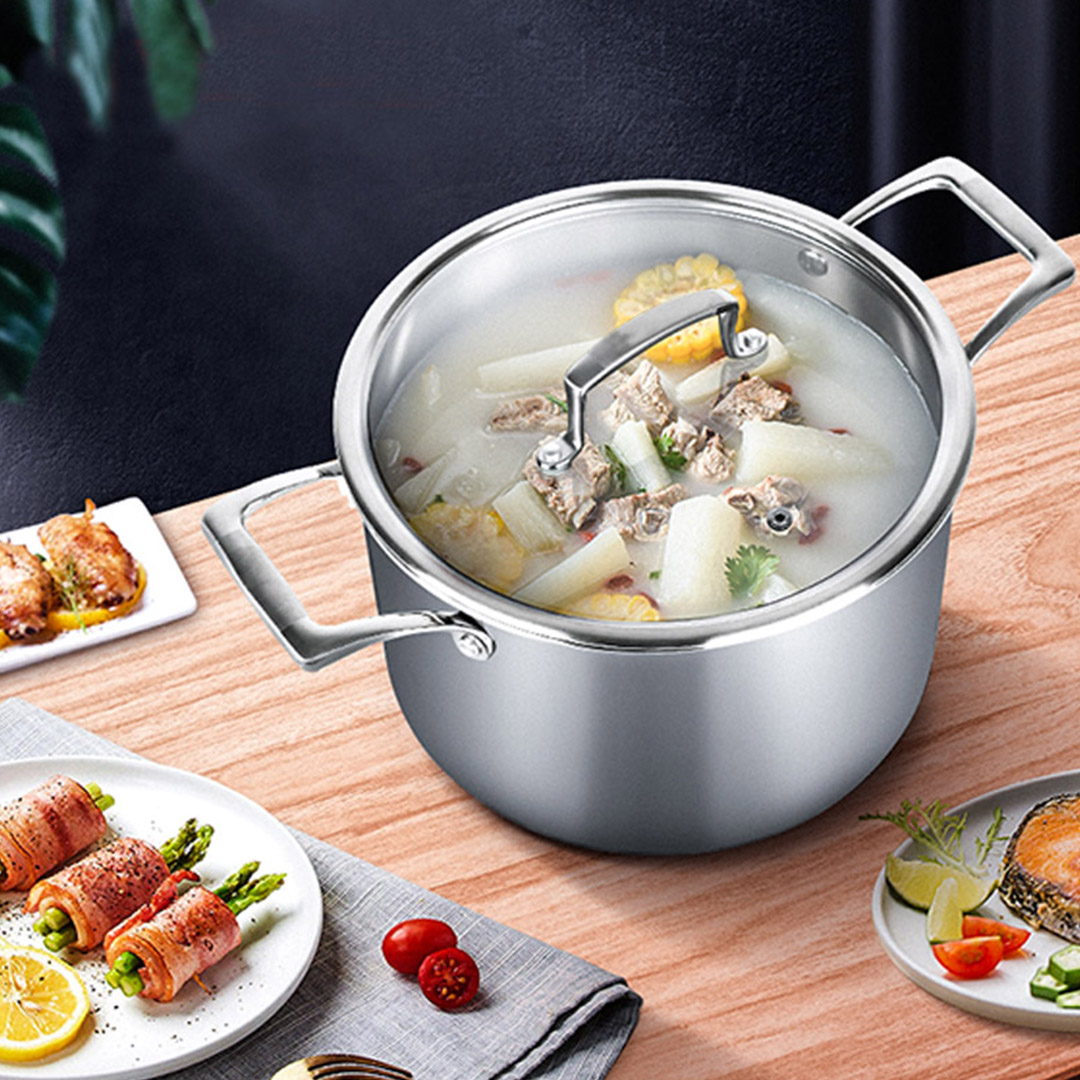 Soga 22Cm Stainless Steel Soup Pot Stock Cooking Stockpot Heavy Duty Thick Bottom With Glass Lid, Home &Amp; Living, Kitchen &Amp; Dining, Cookware, Casserole Dishes, ,  - Nz Depot 9