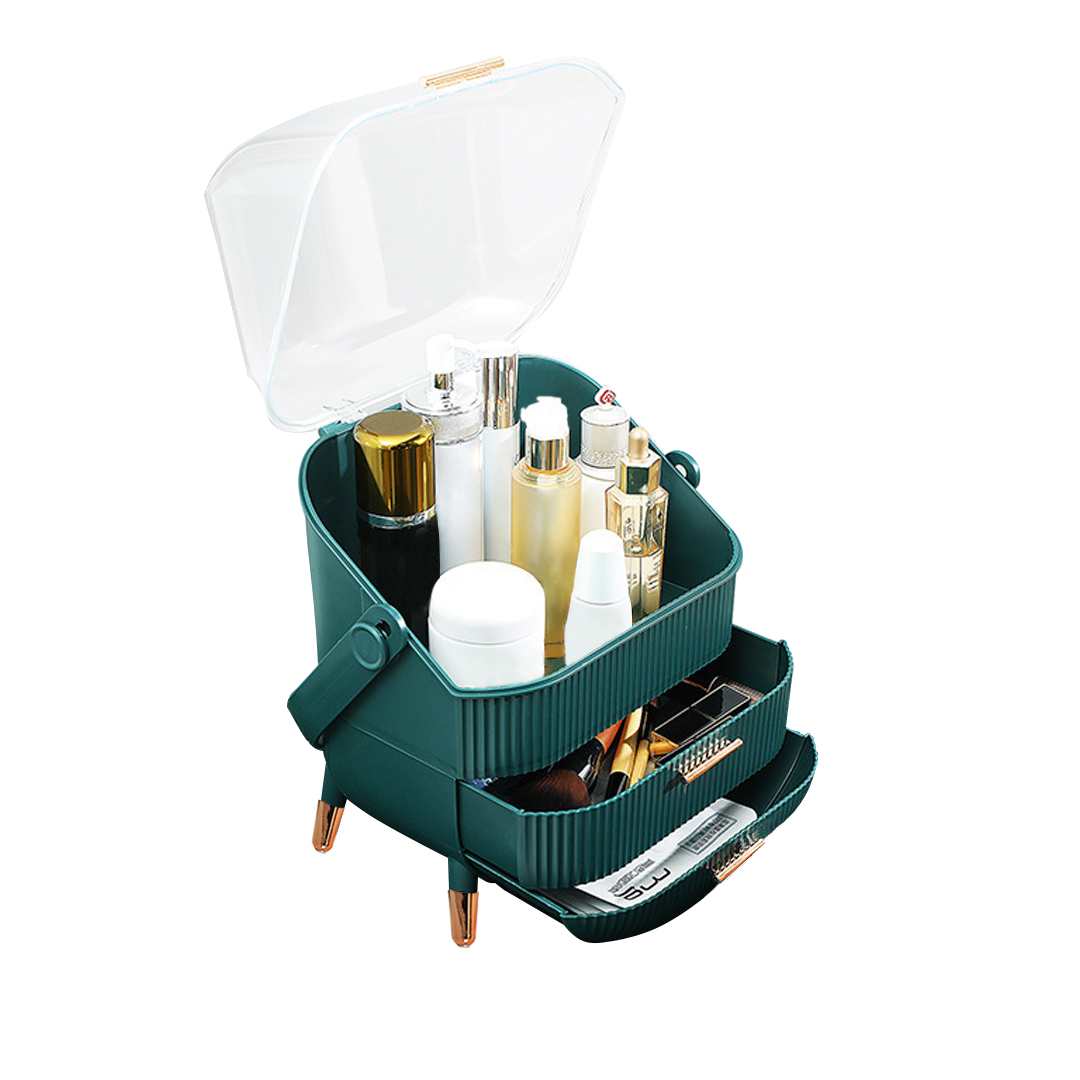 Soga 29Cm Green Countertop Makeup Cosmetic Storage Organiser Skincare Holder Jewelry Storage Box With Handle, Home, Bathroom, Bathroom Accessories, Bathroom Storage, ,  - Nz Depot 1