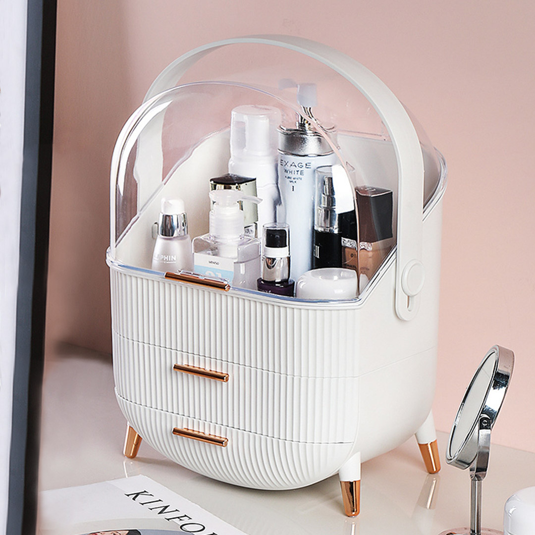 Soga 29Cm White Countertop Makeup Cosmetic Storage Organiser Skincare Holder Jewelry Storage Box With Handle, Home, Bathroom, Bathroom Accessories, Bathroom Storage, ,  - Nz Depot 2