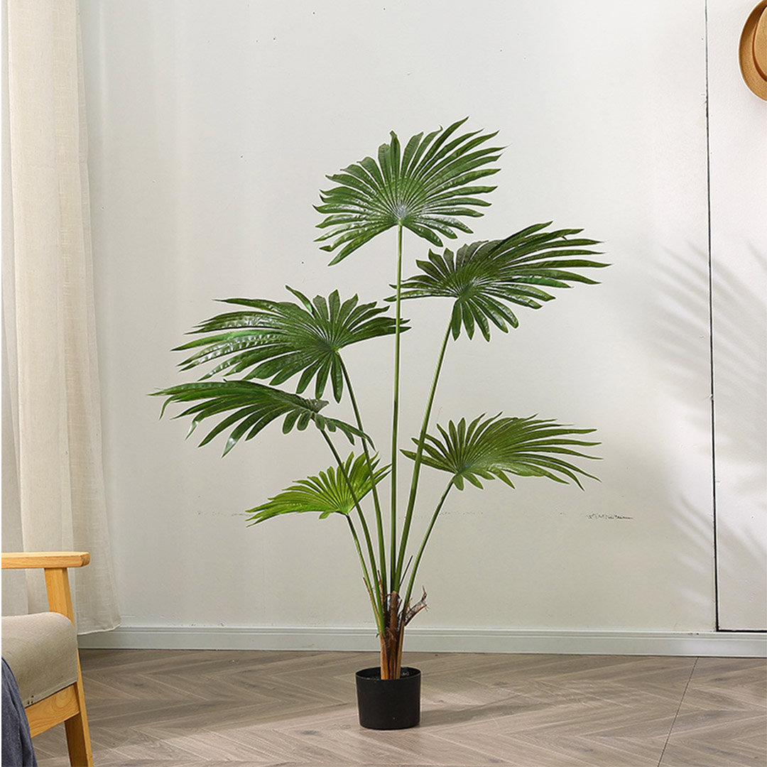 SOGA 2X 120cm Artificial Natural Green Fan Palm Tree Fake Tropical Indoor Plant Home Office Decor, Home & Living, Home Decor, Artificial Plants, , ,  - NZ DEPOT 3