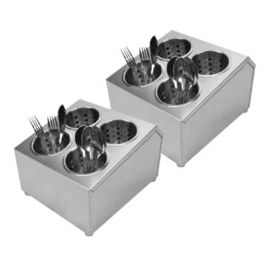 SOGA 2X 18/10 Stainless Steel Commercial Conical Utensils Square Cutlery Holder with 4 Holes, Home & Living, Kitchen & Dining, Tableware, Cutlery, ,  - NZ DEPOT 1